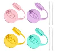 Soda Can Lids, 4Pcs Silicone Soda Can Covers with Straw, Leakproof & Reusable Drink Lid for Canned Beverage, Beer, Juice, Seltzer