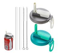 Soda Can Lids With Straw, 2X Silicone Can Cover | Fits Soda Cans Spill For Kids - Proof Reusable Juice Can Dust Cover For Canned Beverage Drinking, Beer, Fizzy Drinks