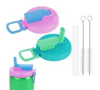 Soda Can Lids with Straws 2 Pack - Reusable Leak-Proof Beverage Can Lids with 2pcs Straw Brush for Standard Fizzy Drinks/Soda Beverage/Beer/Juice-Purple BPA-Free & Eco-Friendly