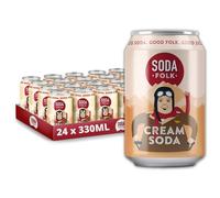 Soda Folk Cream Soda, American Style Fizzy Drinks, Real Maple Syrup, Sweet Refreshing Soft Drink, The Prime Drink, Nostalgic Flavours, Gluten Free & Vegan (24 x 330ml Cans)