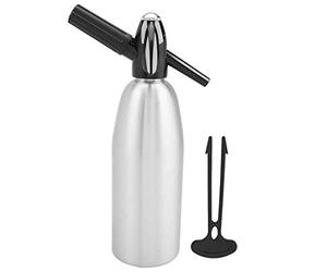 Soda Machine,1L Portable Alloy Homemade Carbonator Seltzer Water Gun Manual Carbonated Beverage Dispenser DIY Lemon Soda Drink Maker Cup Uses Standard CO2 Charger(Silver)