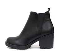 Soda Origami Women's Mid Heel Fashion Double Elastic Boot, Black PU, 41