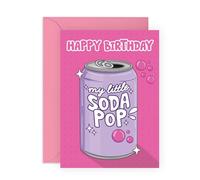 Soda Pop Birthday Card for Her - K Pop Style - Cute Greetings for Little Sister, Daughter, Niece, Neighbour, Girls, Teens, Teenagers - Comes with Fun Stickers