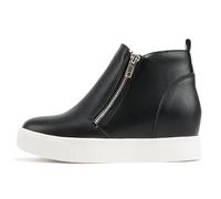 Soda Taylor Hidden Wedge Sole Booties Ankle Heels Sneaker Shoes Side Zipper, Black Pu, 4.5 UK