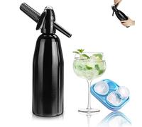 Soda Water Maker, 1L Soda Maker, Portable Soda Siphon with Pressure Regulator, Aluminum Sprinkler Carbonated Water Machine for Homemade Soda, Juices, Mojitos, Cocktails, Beverages, Ice Tea,Black