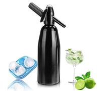 Soda Water Maker, 1L Sparkling Soda Maker, Portable Soda Siphon with Pressure Regulator, Aluminum Sprinkler Carbonated Machine for Homemade Soda, Juices, Mojitos, Cocktails, Beverages, Ice Tea, Black