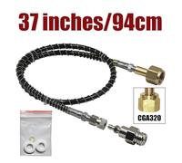 Soda Water Maker Accessories CO2 Tank Cylinder Adapter Spring Cover Hose W21.8-14 G3/4 CGA320 with Quick Disconnect Connector(CGA320 x 37Inch)