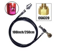 Soda Water Terra Duo Art Quick Connect Adapter Hose Kit to External CO2 Tank Bottle Cylinder Adaptor(CGA320 100Inch Vent)