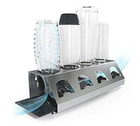 SODACLEAN® Premium Stainless Steel Dish Drainer with Drip Tray for SodaStream and Emil Bottles Dishwasher Safe Dish Drainer Drainer with Lid Holder, 4
