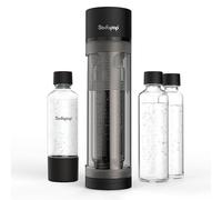 Sodapop Logan Water Carbonator with 2 Glass Bottles (850 & 600 ml) and 1 PET Bottle (850 ml), Matt Black, Height 42.6 cm, without CO₂ Cylinder