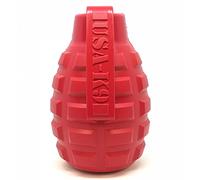 SodaPup USA-K9 Dog Toy - Natural Rubber Grenade Shaped Dog Chew Toy - Treat Dispenser - Slow Feeder - for Heavy Chewers - Made in USA - Red - Medium