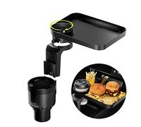 SodaRide Car Cup Holder Tray - Cup Holder Expander For Car - 3 in 1 Detachable Car Food Table Tray Drink Holder with Solid Base - Road Trip Essentials Car Accessories - Fits Yeti, Hydro Flask 32/40 oz