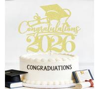 Sodasos Congratulations 2026 Graduation Cake Topper,Congrats Grad Cake Decor - 2026 High School/College/Senior Graduation Party Decorations Supplies