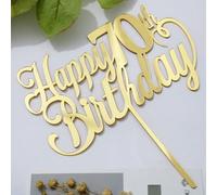 Sodasos Mirror acrylic Golden Happy 70th Birthday Cake Topper