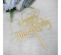 Sodasos Mirror acrylic Happy 50th Anniversary Cake Topper Wedding Happy Anniversary Cake Topper for Wedding Anniversary Party Cake Decorations Dessert Party Supplies (Acrylic-2)