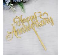 Sodasos Mirror acrylic Happy Anniversary Cake Topper