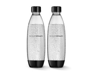 sodastream 1L Twin Pack Dishwasher Safe Slim Bottle (Black)