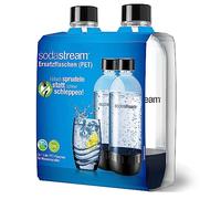 SodaStream 2 x 1 Litre PET (Polyethylene terephthalate) Bottles, Grey, Plastic, Black , 2x1Litre Pack