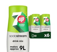 Sodastream 7UP Zero Fizzy Water Flavouring Syrup, Sugar Free Soda Syrup, Zero Sugar Lemon and Lime Flavour, 6 x 440ml Multipack, Home Soda, Flavoured Sparkling Water, Drink Mix, Makes Approx 54L