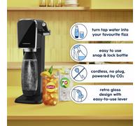 Art Sparkling Water Maker Machine with 1 Litre Reusable BPAFree Water Bottle for Carbonating 60 Litre Quick Connect CO2 Gas Cylinder Retro Design