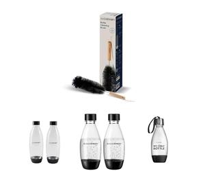 SodaStream Bottle Brush, 1 x Cleaning Brush for Plastic & Glass SodaStream Bottles, Twin Pack 1 L Bottles x 1, Fuse Bottle 0.5L x 1 + Black My only Bottle x 1