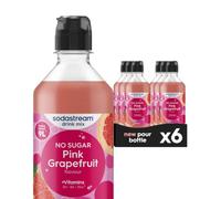 Sodastream Classics Pink Grapefruit Zero Sugar Syrup Drink Mix, Sugar Free Sodastream Syrup, Grapefruit Flavour, 6 x 440ml Multipack, Home Sparkling Water, Makes Approx. 54L