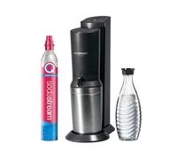 SodaStream Crystal 3.0 Quick-Connect CO2 Cylinder Water Carbonator and 1x Glass Carafe, Silver, Black/Titanium, 45 cm