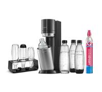 SodaStream Duo Comfort Water Carbonator Set with CO2 Cylinder, 2 x 1 Litre Glass Bottles, 2 x 1 Litre Dishwasher-Safe Plastic Bottle and Plastic Bottle Holder, Height: 44 cm, Colour: Titanium