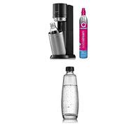 SodaStream Duo Sparkling Water Maker, 2x 1L BPA-Free Bottles, Retro Drinks Maker w. Glass Carafe & Co2 Gas Bottle - Black
