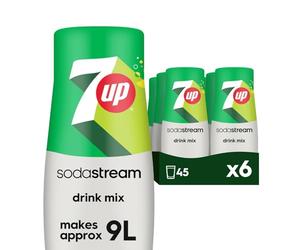 SodaStream Flavours 7Up Sparkling Drink Mix, Fizzy Drink Maker Concentrate, Original Soda with Natural Lemon & Lime Flavouring, Caffeine Free, Official 7Up x SodaStream Syrup - 6 x 440ml Multi Pack