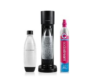 Sodastream Gaia Manual Sparkling Water Maker - Cordless Sparkling Water Machine with 1 Litre Reusable BPA-Free Water Bottle for Carbonating and 60 Litre Quick Connect Co2 Gas Cylinder - Black