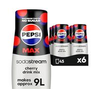 Sodastream Pepsi MAX Cherry Fizzy Water Flavouring Syrup, Sugar Free Soda Syrup, Zero Sugar Pepsi Flavour, 6 x 440ml Multipack, Home Soda, Flavoured Sparkling Water, Drink Mix, Makes Approx 54L