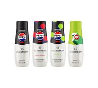 SodaStream Flavours 1 x Pepsi Max, 1 x Pepsi Max Cherry, 1 x Pepsi Max Lime, 1 x 7Up Free, Sparkling Drink Mix, No Sugar, Official Pepsi and 7Up Light SodaStream Syrup - 4 x 440ml Multi Pack