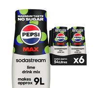 Sodastream Pepsi MAX Lime Fizzy Water Flavouring Syrup, Sugar Free Soda Syrup, Zero Sugar Pepsi Flavour, 6 x 440ml Multipack, Home Soda, Flavoured Sp