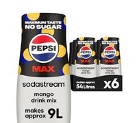Sodastream Pepsi MAX Mango Fizzy Water Flavouring Syrup, Sugar Free Soda Syrup, Zero Sugar Pepsi Flavour, 6 x 440ml Multipack, Home Soda, Flavoured Sparkling Water, Drink Mix, Makes Approx 54L