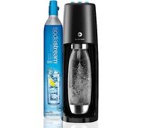 SodaStream Spirit One Touch Electric Sparkling Water Maker Machine includes a 1 Litre Reusable BPA Free Water Bottle for Carbonating and 60 L CO2 Gas Cylinder - Black, 43 cm