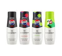 SodaStream Flavours 1 x Pepsi Max, 1 x Pepsi Max Cherry, 1 x Pepsi Max Lime, 1 x 7Up Free, Sparkling Drink Mix, No Sugar, Official Pepsi and 7Up Light SodaStream Syrup - 4 x 440ml Multi Pack