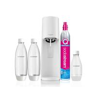 SodaStream Terra Megapack White, Water Carbonator for Transforming Water into Sparkling Water, Including Co2 Containing Cylinder, 2 x 1 Litre Bottle, 1 Half Litre Bottle, 28.8 x 19.5 x 43.7 cm