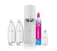 SodaStream Terra Megapack White, Water Carbonator for Transforming Water into Sparkling Water, Including Co2 Containing Cylinder, 2 x 1 Litre Bottle, 1 Half Litre Bottle, 28.8 x 19.5 x 43.7 cm