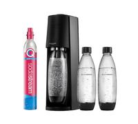 SodaStream Terra Promo Pack Water Carbonator with CO2 Cylinder and Dishwasher-Safe Plastic Bottle, Black, Height 44 cm