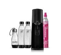 SodaStream Terra Water Carbonator Value Pack with CO2 Cylinder, 2 x 1 L Dishwasher-Safe Plastic Bottle and 1 x 0.5 L Dishwasher-Safe Plastic Bottle, Height 44 cm, Black