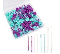 sodeber 100Pcs Flower Crochet Stitching Markers Clip with Big Eye Sewing Needle Bent Tip Needle Knitting Markers for Crocheting Sewing Supplies