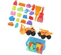 sodeber 24 Piece Sand Play Assortment Featuring Multiple Tools for Building Shapes and Digging Perfect for Kids Outdoor Activities Travel Sand Dolls Set