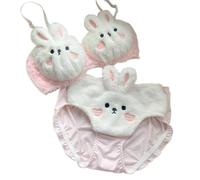sodeber 2Pieces Anime Lingerie Soft Underwear Comfortable Plush Bra Panty Set Cartoon Bear And Panties For Womens