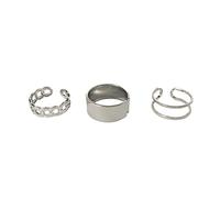 sodeber 3 Pack Adjustable Opening Rings Set Korean Personality Stackable Suitable for Womens Girls Jewelry Birthday Gifts Open Rings for Women Set Silver Adjustable