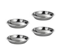 sodeber 4Pcs Stainless Steels Serving Dishes Round Sauce Dipping Bowl Fruit Dessert Plate Serving Tray Flat Plate Dinnerware Stainless Steels Plates