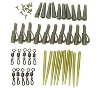 sodeber 50pcs Anti Entanglement Sleeves Fishing Tackle Leads Clip Fast Change Swivels Tail Rubber Fishing Accessory for Rigs Angling Equipment