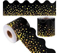 sodeber 59Feet Gold Foil DottedBorder Trim For Bulletin Board Notice Classroom Chalkboard Decoration