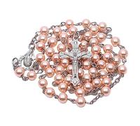 sodeber 6mm Pearl Cross Rosary Necklaces Bead Chain Pendant Ornaments for Home Yoga Room Decorations Gift Catholic Gift