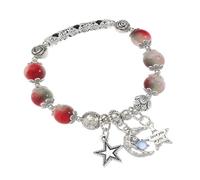 sodeber Adjustable Elastic Wristchain Star and Pendant Handchain Glass Bead for Fashion Enthusiasts Crackle Glass Bead Wristchain